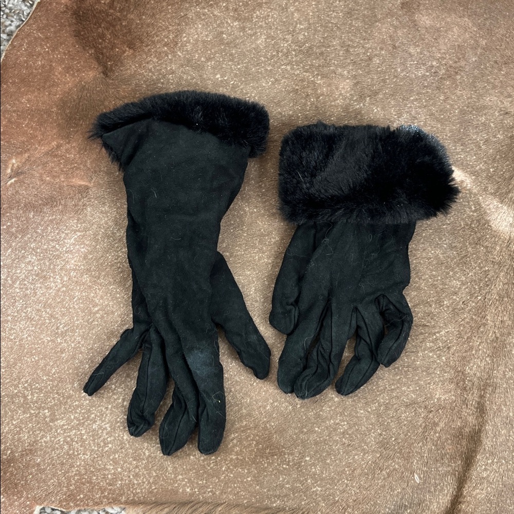 Aquatalia Suede Fur Foldover Gloves